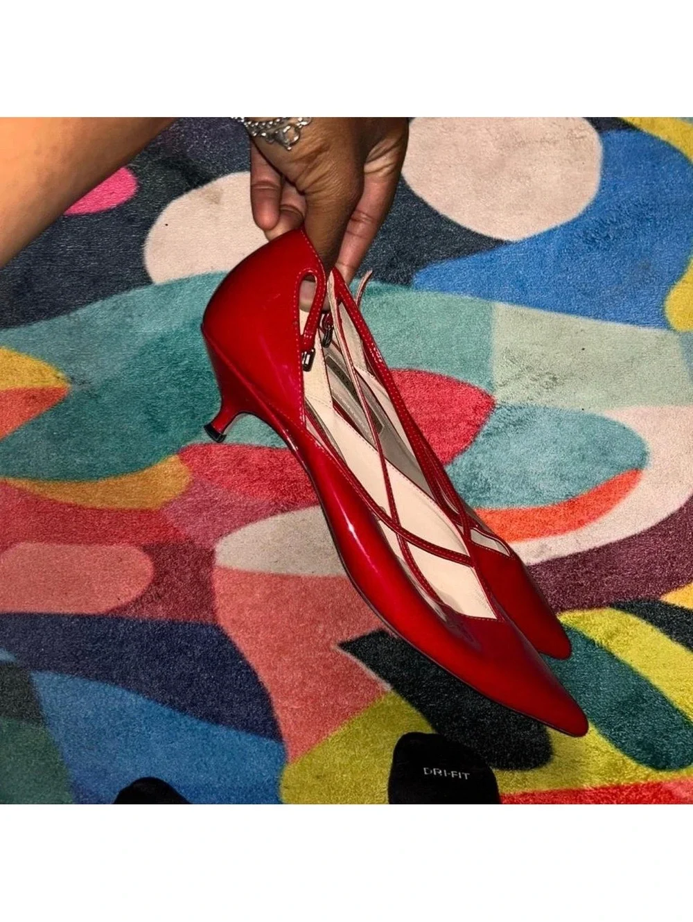 Zara Basic Red Patent Leather Kitten Heel Pumps